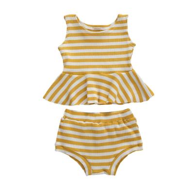 China Summer Baby Clothes Baby Sportswear T-shirt + Casual Suit Knitted Shorts Striped Suit for sale