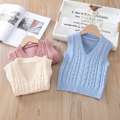 China Polyester/Cotton 2021 Autumn and Winter Knitted Warm Children's Sweater Vest Children's Sweater Vest for sale