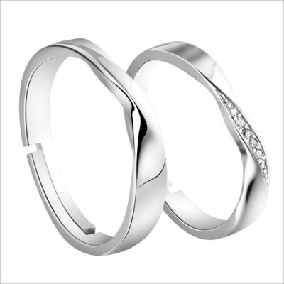 China TRENDY on Simple Opening Adjustable Ring 925 Sterling Silver Lovers Ring Lettering for sale