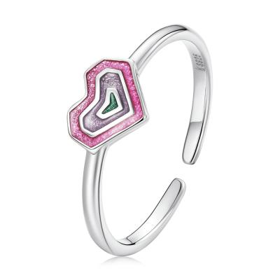 China New Style Love Ring Valentine's Day Colorful Open Ring Valentine's Day Gift Heart Shaped Jewelry SCR775 for sale