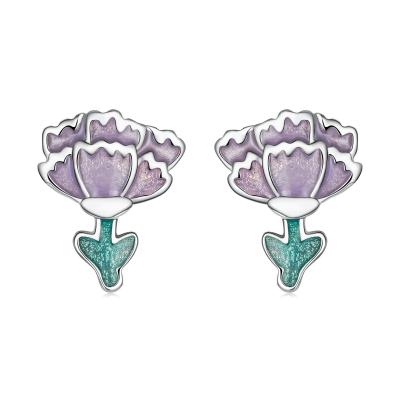 China CLASSIC Carnation Flower Ring Earring Set Lavender Flower s925 Silver Jewelry for sale