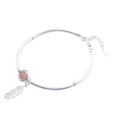 China BAGREER YC4069SL Silver Adjustable S925 Strawberry Beads Crystal Feather Bracelets for sale