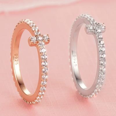 China FASHIONABLE S925 Sterling Silver Full Rings Japanese and Korean Simple Intersection T Rings for sale