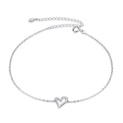 China New FASHIONABLE Nifty Silver Anklets Simple Heart Of Love S925 Plated SCT017 Wholesale Silver for sale