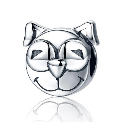 China Other 925 Sterling Silver Smile Dog Doggy Face Charm Beads for sale