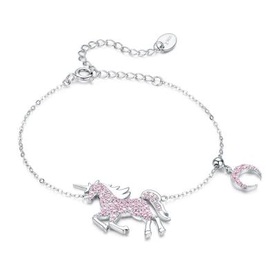 China CLASSIC Bracelet Ladies Fashion Glitter Pink Pony s925 Sterling Silver Bracelet SCB155 for sale