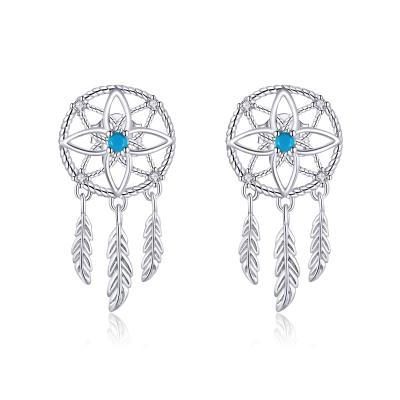 China BOHEMIA the new dream S925 earrings silver net female temperament upper feeling platinum plated earrings BSE339 wholesale for sale