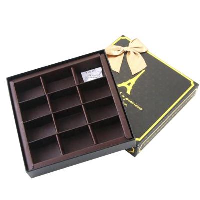 China Luxury Recycled Materials OEM Brown Cardboard Packaging Slide Chocolate Rigid Hard Paper Luxury Box With Divider for sale