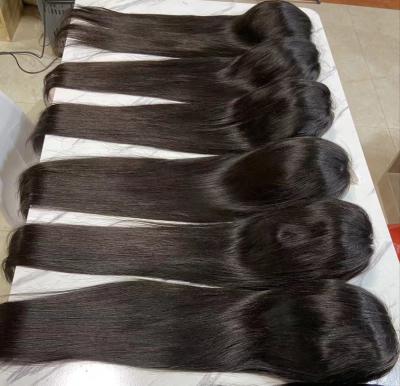 China Good Quality Silky Straight Wave Human Hair 12A Lace Closure Virgin Wigs No Tangle Pre Plucked Natural Hairline 10-40in HD Closure Vietnamese Wigs for sale