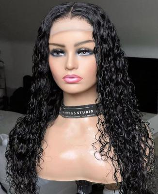 China 2022 Fashion Silky Straight Deep Curly Hair 5x5 Lace Closure Virgin Malaysian Hair Wig For Black Women With Pre Plucked Natural Hairline for sale