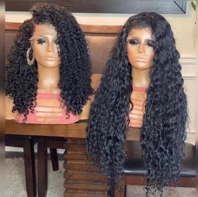 China Jerry Curl 180%-200% Density Pre Plucked Natural Transparent Water Wave Full Lace Wigs Curly Hairline Hairline Wig For Black Women for sale