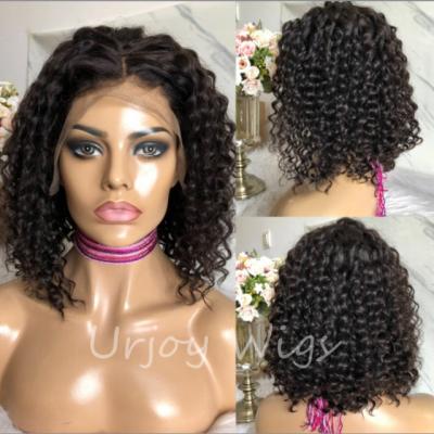 China Hot Selling Curly Bob Hair Glueless Lace Front Wigs Brazilian Deep Curly Hair Wigs Preplucked Natural Hairline for sale