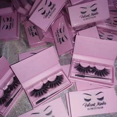 China Natural Soft New Design Full 20mm 25mm Mink Fluffy Strip Lashes Cruelty Free Vegan Mink Lashes With Custom Pink Lashes Case for sale