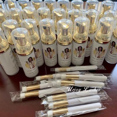 China Wholesale Vegan Natural Long Eyelash Extension Eyelash Foam Detergent Shampoo Lash Foam With Eyelash Cleaning Brush for sale