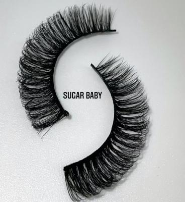 China Customized Hot Sale Natural Soft False Eyelash Mink 15mm D Curl Eyelash Extensions Wink Winged Cruelty Strip Free Russian Eyelashes for sale