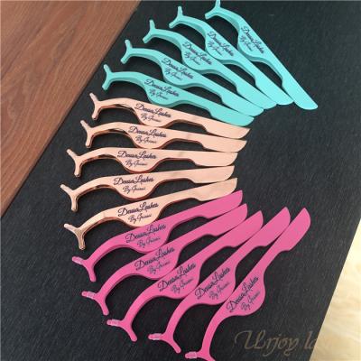 China High Quality Colorful Eye Makeup Stainless Steel Eyelash Tweezers Private Label Lick Applicators for sale