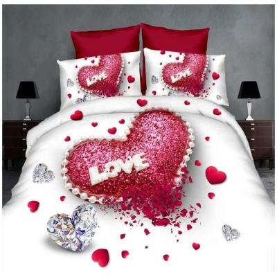 China Good quality non-toxic thick soft 4pcs printed bedding set wedding bed sheet set with duvet cover for sale