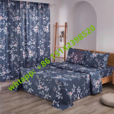 China Sheets Anti-Static Cotton Feeling 100% Bedding Set Luxury Bed Sheets With Curtains for sale