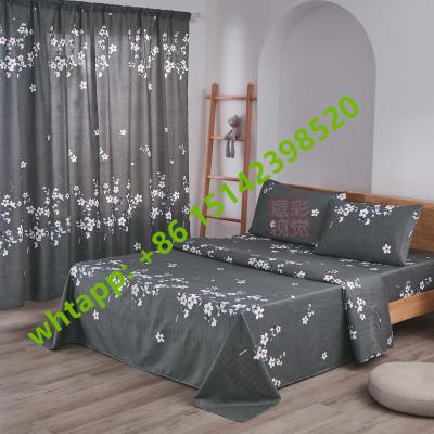 China Anti-Static Feeling Cotton Fitted Bed Sheet Set With Curtain Bedding Set With Comforter for sale