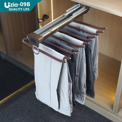 China With Attenuation Hot Selling Stainless Steel Side Mounted Pant Hanger Pants Rack With Attenuation Slide for sale