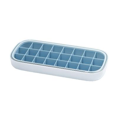 China High Quality Stocked Food Grade Square Box Silicone Ice Cube Maker Mold Tray With Lid for sale