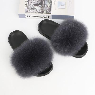 China Fashion trend wool female slippers summer and winter wear home plush a cool word slippers wool slippers wholesale for sale