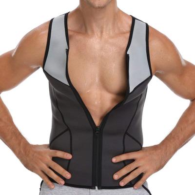 China Customized Thermal Vest Men's Fitness Shapewear Yoga Wear Vest Shape Abdomen Sweat Suit Two Color Zipper Sports Quilting Vest for sale