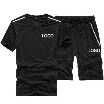 China New custom logo summer men's breathable sports and men's youth ice silk breathable suits men's leisure and quick-drying men's T-shirt shorts for sale