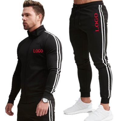 China Custom Men's Breathable Sweater Sportsuit 2 Pcs Sweater Coat Custom Men's Autumn Spring LOGO Fitness Breathable Zipper Collar Suit Comfortable Breathable for sale