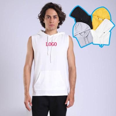 China New Custom LOGO QUICK DRY Leisure Loose Men's Hooded Sleeveless Casual Sports Invest Fashion Comfortable Breathable Sweat Wicking for sale