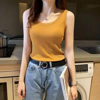 China 2021 New Anti-wrinkle Spring Camisole Women's Inner Slim Diet Shorts Knit Sweater Sleeveless Outer Wear Bottoming Shirt Vest for sale