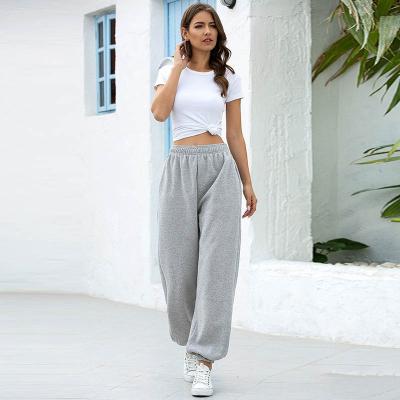 China Sports Casual Women's Cotton Activewear Thick Sportswear Anti-wrinkle Custom LOGO High Waist Tracksuit Jogger Pants With Pockets for sale