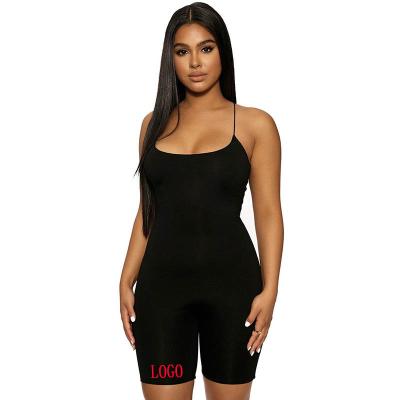 China Custom sexy black cross backless overalls bandage bodycon women slim one-piece fashion logo anti-pilling pants for sale