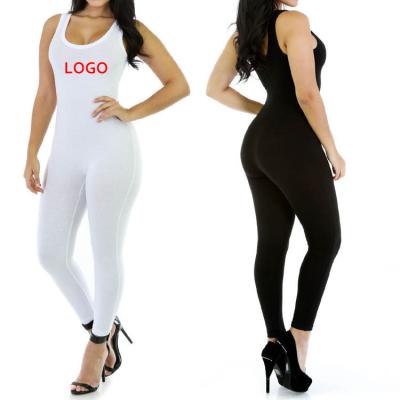 China Wholesale Custom LOGO Women's Breathable Pants Stretch Tights Fashion Sports Overalls Sleeveless Vest Low Cut Sexy One-Piece Long Pants for sale