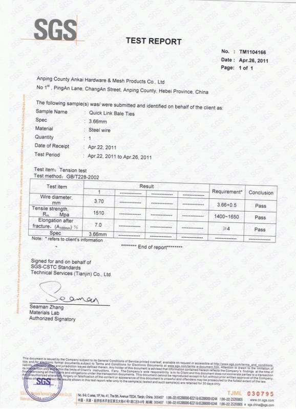 SGS TEST REPORT - Anping County Ankai Hardware & Mesh Products Co.,Ltd