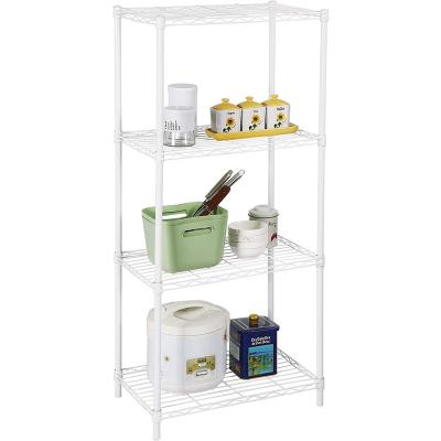 China Multifunctional Durable Organizer Unit Perfect for Kitchen Garage Office Organization, White 4-Tier Metal Wire Shelf Storage Rack, for sale