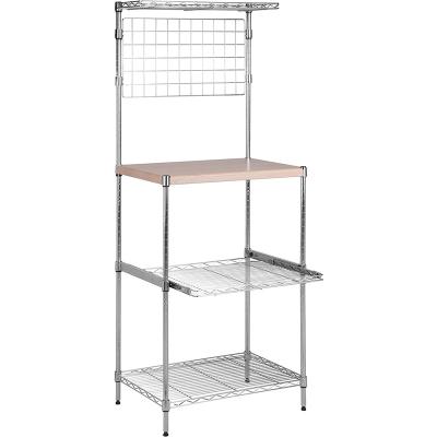 China Multifunctional Microwave Bakers Rack with Adjustable Wire Shelf, Chrome for sale