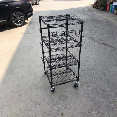 China Universal Heavy Duty Wire Rolling Cart With Handle Bar Steel Utility Cart With Wheels Heavy Duty Utility Commercial Grade for sale