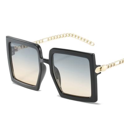 China Fashion Sunglasses Shape Sun Glasses Newest 2021 Rectangle Big Square Eyeglass Frame Chain Legs Catwalk Show For Women gafas de sol for sale