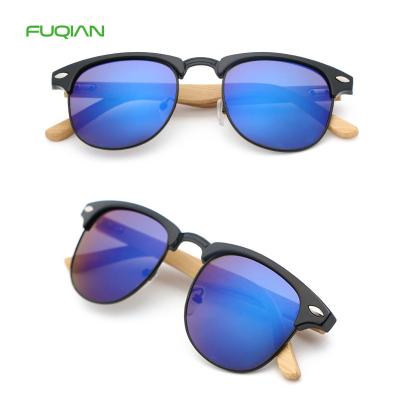 China Fashion Sunglasses Shape Rice Nail Bamboo Copper Plastic Women Men Frame Cat3 UV400 Mirror Round Sun Glasses for sale