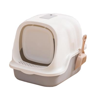 China Luxury Cat Toilet Plastic Cat Litter Viable Tray Manufacturer Large Space Cat Litter Box for sale