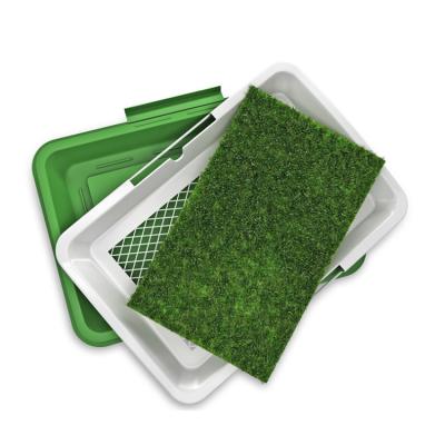 China 2021 New Design Sustainable Pet Toilet Tray Grass Training System Box Plastic Toilet Mat For Dogs for sale