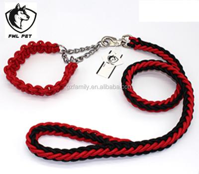 China FML Pet 120cm Large Dog P Heavy Duty Nylon Chain Durable Dog Collar Short Leash Rope Set for sale