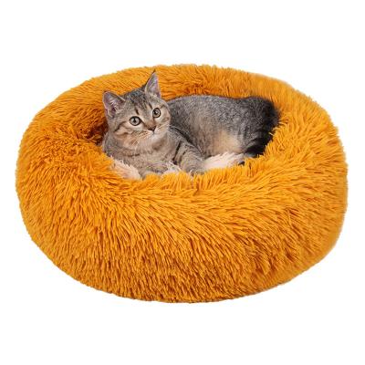 China Wholesale Ultra Soft Washable Long Cushion Cat Bed Comfortable Anti-Slip Plush Faux Fur Dog Cushion Around Luxury Dog Bed for sale