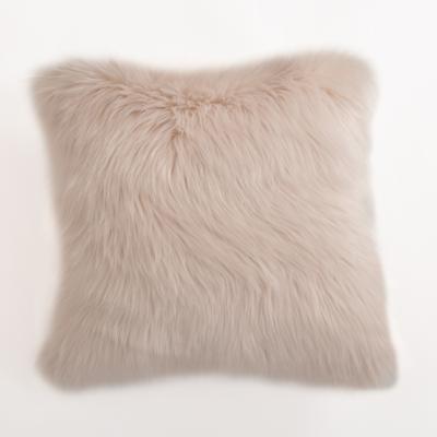 China Sustainable Comfort Plush Faux Sheepskin Fur Sofa Bedroom Pillow Cushion for sale