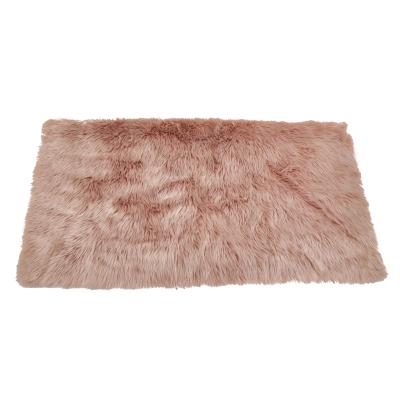 China Anti-slip Comfortable Rectangle Sheepskin Household Faux Fur Blanket Plush Carpet for sale