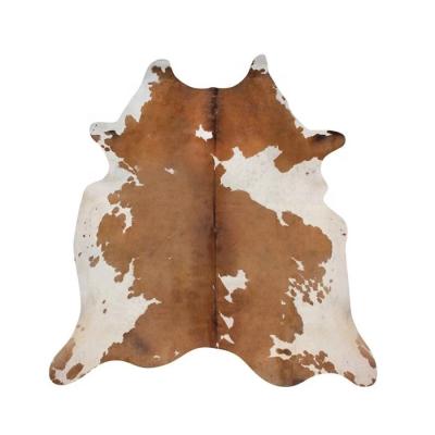 China INS Washable Non-slip Faux Skin Artificial Fur Lines Brown Natural Shape Cowhide Artificial White Blanket for sale