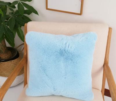 China Super Soft Custom Anti-bacteria Color Plush Faux Fur Cushion Pillow Cover For Home Decoration for sale