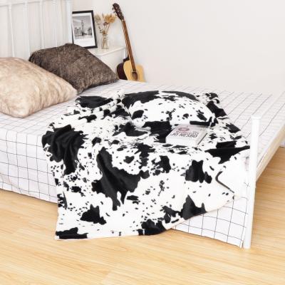 China Hot Selling Anti-pilling Popular Faux Fur Blankets Plush Faux Fur Blankets Cowhide Print Blankets Hot Sale For Home Decoration Bed Set for sale