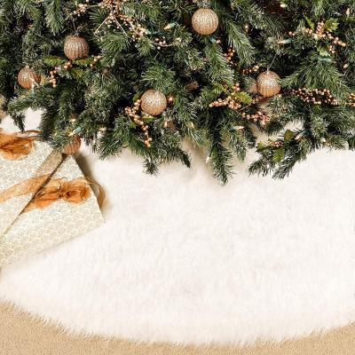 China Hot Sale Washable White Christmas Tree Skirts Christmas Tree Skirt Decoration Plush Faux Fur Shaggy Christmas Tree Skirt for sale